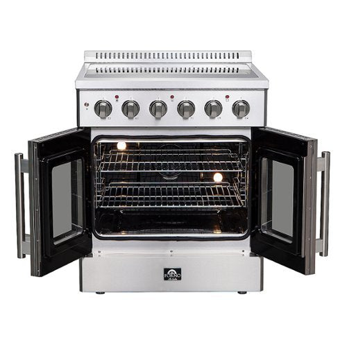 Forno Appliances - 30 in. Wide 4 Elements Galiano Alta Qualita 4.32 Cu.Ft. Freestanding Electric Range w\ French Doors and True Convection - Stainless Steel