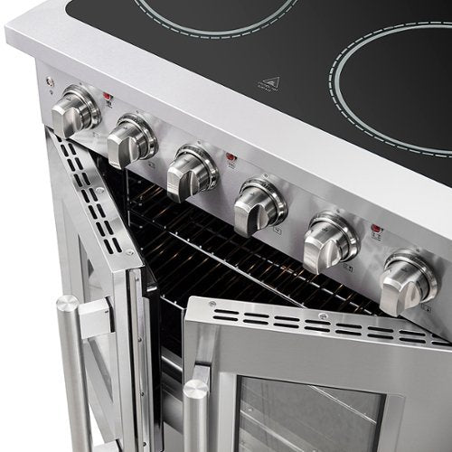 Forno Appliances - 30 in. Wide 4 Elements Galiano Alta Qualita 4.32 Cu.Ft. Freestanding Electric Range w\ French Doors and True Convection - Stainless Steel