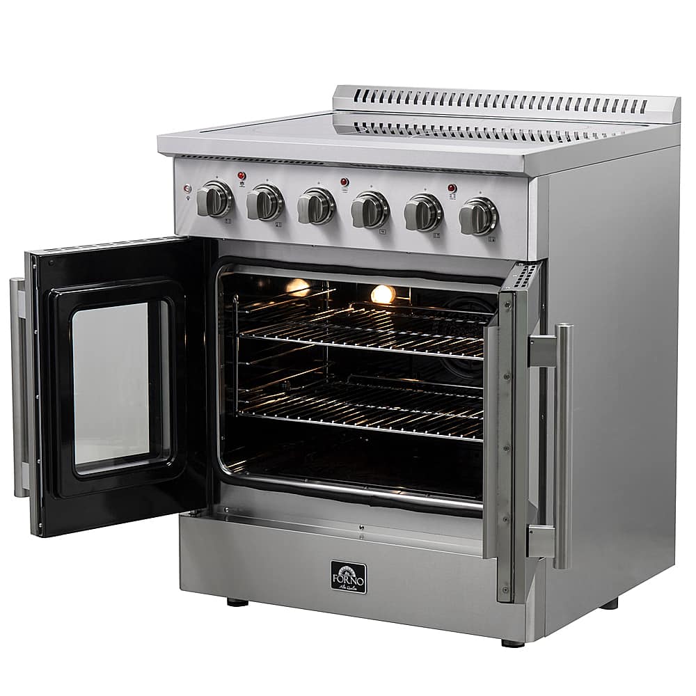 Forno Appliances - 30 in. Wide 4 Elements Galiano Alta Qualita 4.32 Cu.Ft. Freestanding Electric Range w\ French Doors and True Convection - Stainless Steel