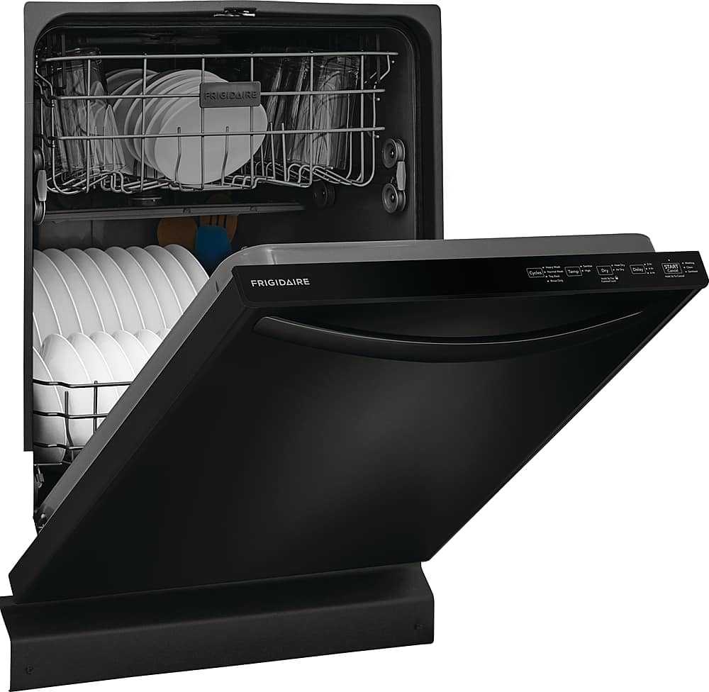 Frigidaire - 24" Top Control Built-In Plastic Tub Dishwasher with MaxDry 52 dBA - Black