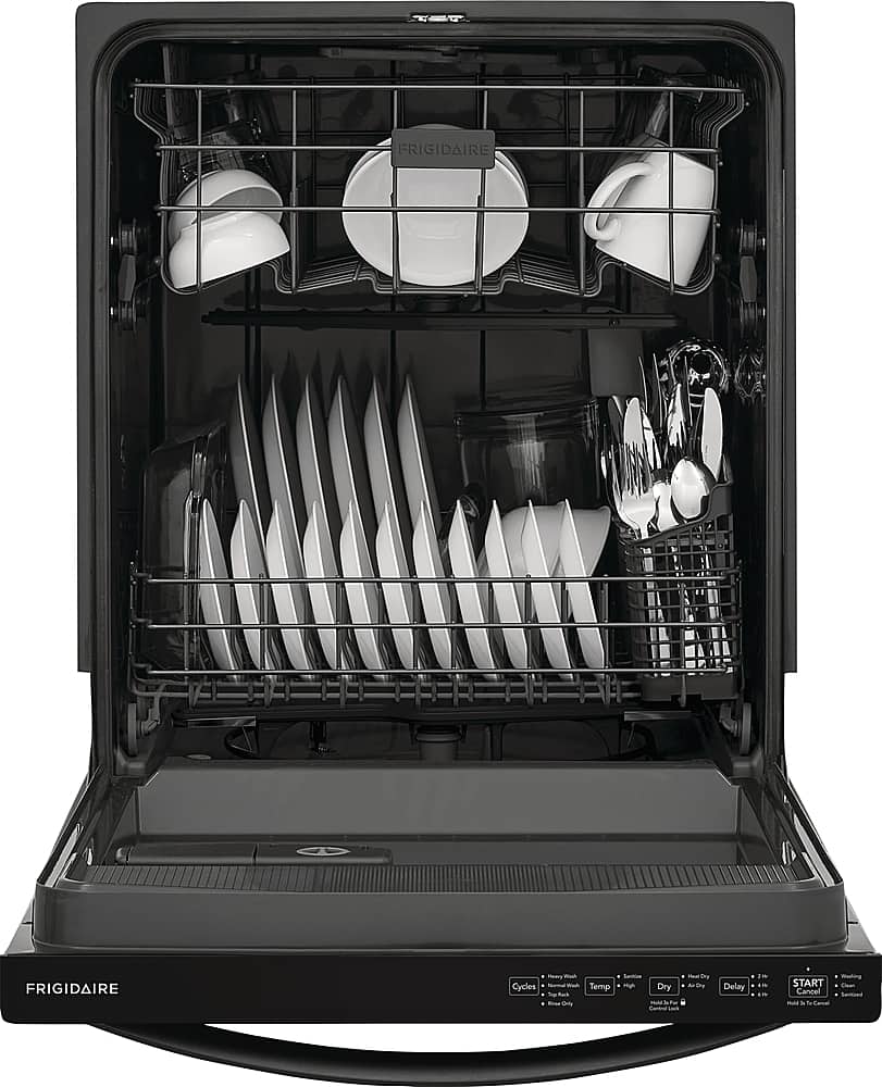 Frigidaire - 24" Top Control Built-In Plastic Tub Dishwasher with MaxDry 52 dBA - Black