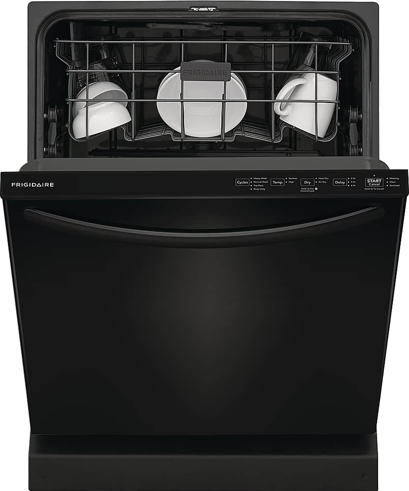 Frigidaire - 24" Top Control Built-In Plastic Tub Dishwasher with MaxDry 52 dBA - Black