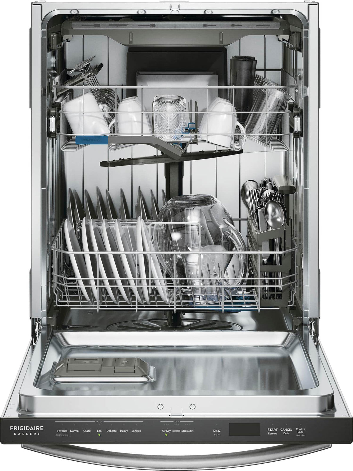 Frigidaire - Gallery 24" Top Control Built-In Stainless Steel Tub Dishwasher with Third Rack, CleanBoost Technology, and 47 dBA - Stainless Steel