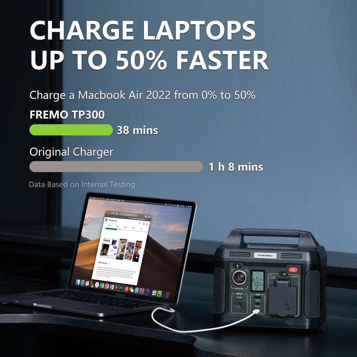Fremo - TP300 Portable Power Station (231 Wh Capacity) - Gray