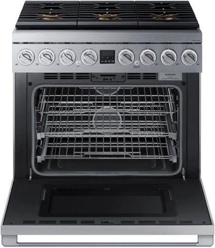 Dacor - 36 in. Wide 6 Burner Transitional 6.3 Cu. Ft. Freestanding Dual Fuel Four-Part Pure Convection Pro-Range with GreenClean - Silver Stainless Steel