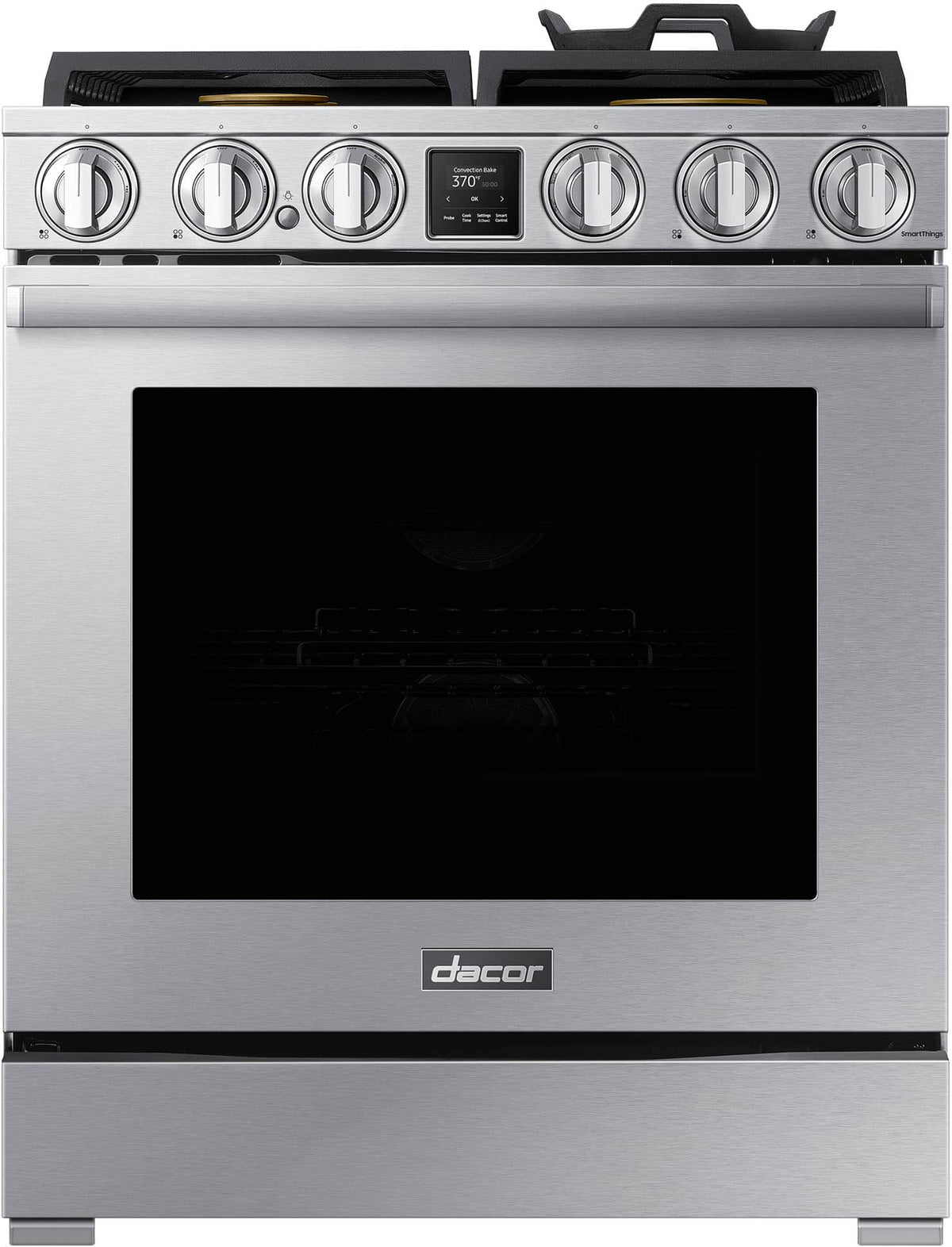 Dacor - 30 in. Wide 4 Burner Transitional 6.3 Cu. Ft. Freestanding Dual Fuel Four-Part Pure Convection Pro-Range with Self Clean - Silver Stainless Steel