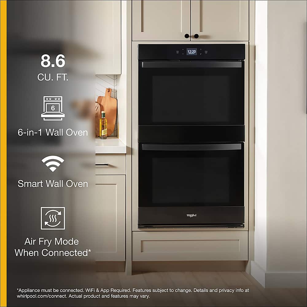 Whirlpool - 27" Smart Built-In Electric Convection Double Wall Oven with Air Fry - Black