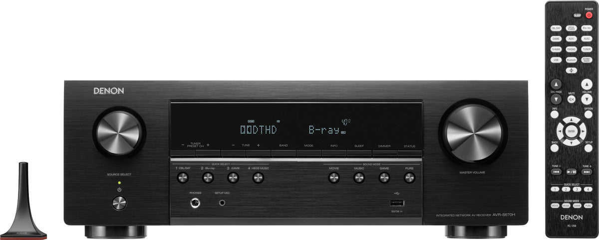 Denon - AVR-S670H (75W X 5) 5.2-Ch. with HEOS 8K Ultra HD and HDR Compatible AV Home Theater Receiver with Alexa - Black