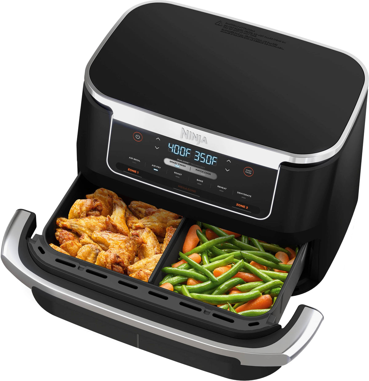 Ninja - Foodi DualZone FlexBasket Air Fryer with 7-qt MegaZone - Black
