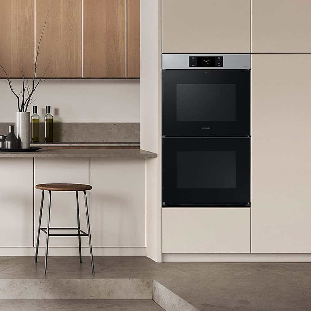 Samsung - BESPOKE 30" Built-In Electric Convection Double Wall Oven with AI Pro Cooking Camera - Stainless Steel
