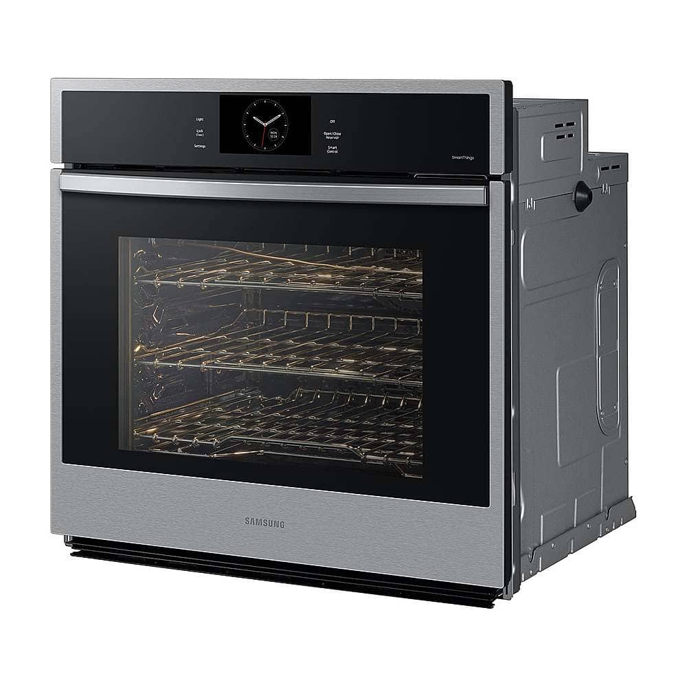 Samsung - 30" Built-In Single Electric Convection Wall Oven with Steam Cook - Stainless Steel