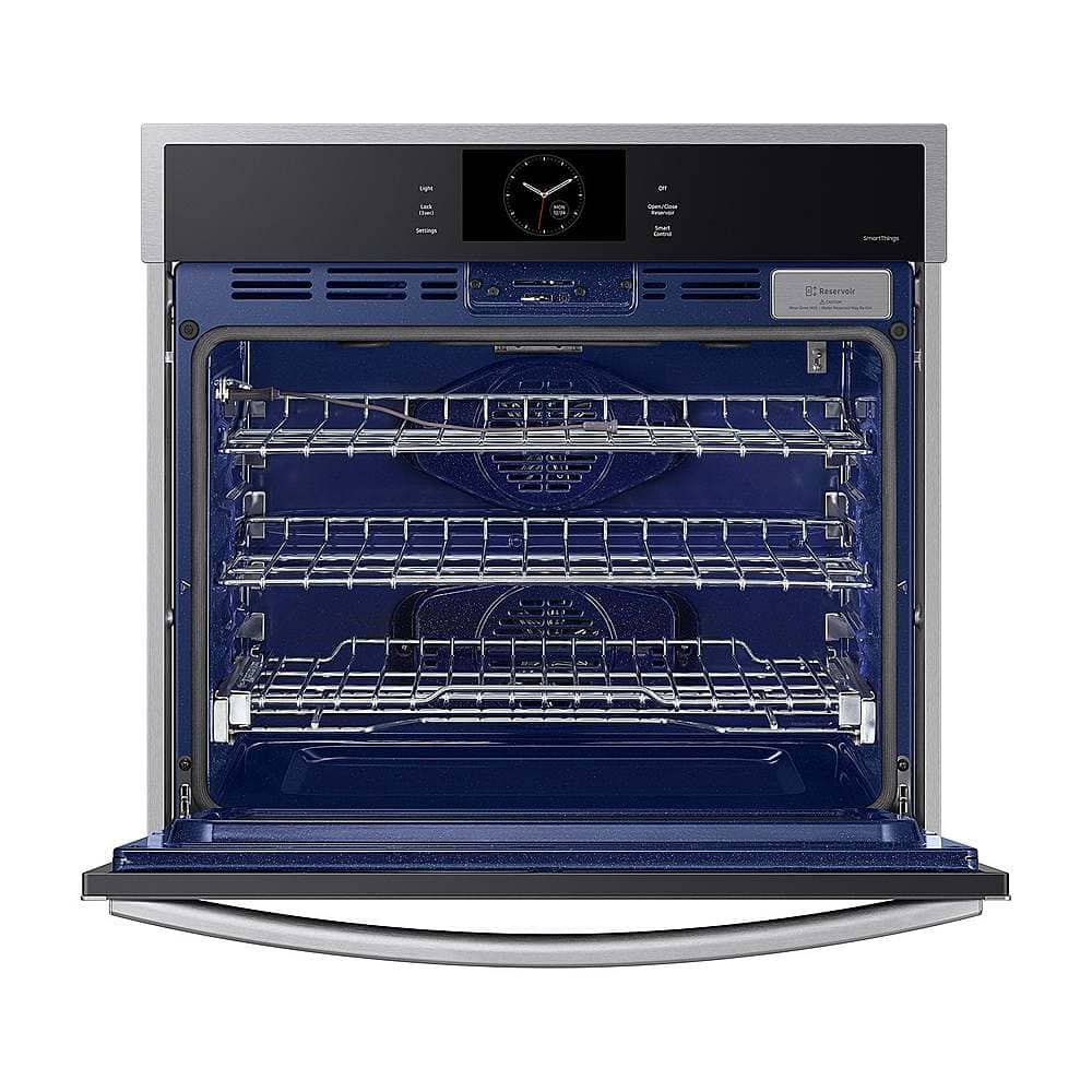 Samsung - 30" Built-In Single Electric Convection Wall Oven with Steam Cook - Stainless Steel