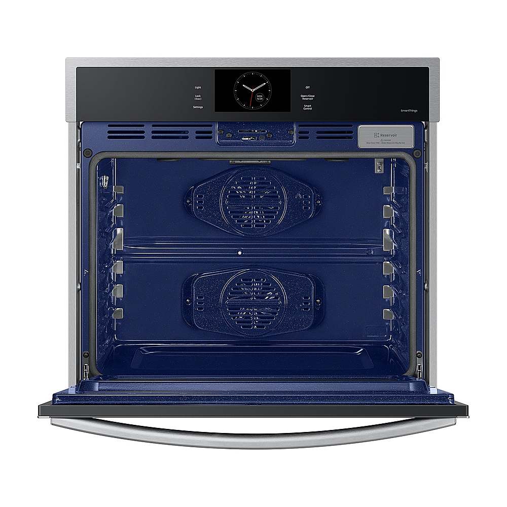Samsung - 30" Built-In Single Electric Convection Wall Oven with Steam Cook - Stainless Steel