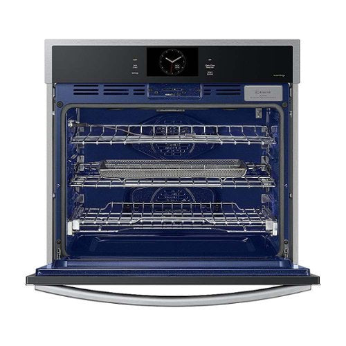 Samsung - 30" Built-In Single Electric Convection Wall Oven with Steam Cook - Stainless Steel