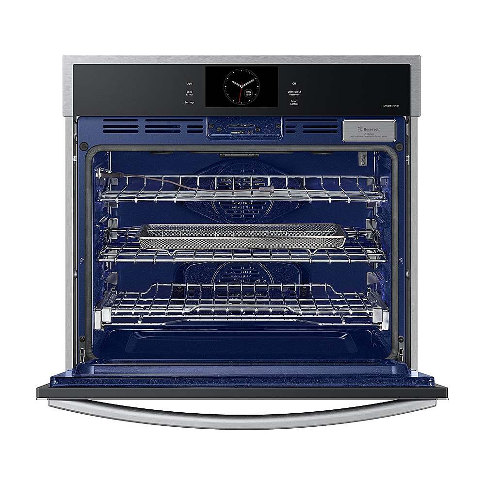 Samsung - 30" Built-In Single Electric Convection Wall Oven with Steam Cook - Stainless Steel