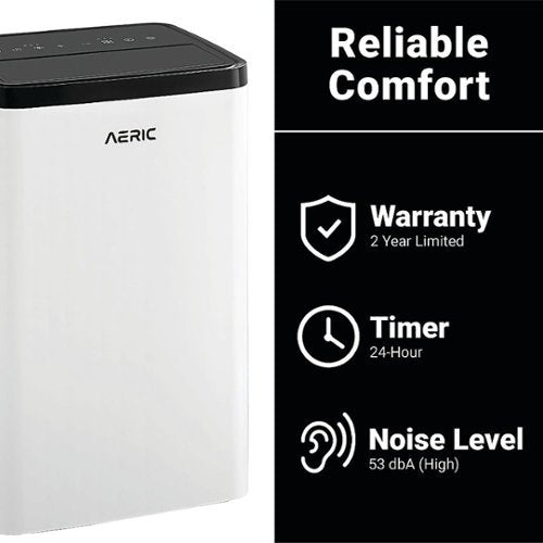 Aeric - 700 Sq. Ft Portable Air Conditioner with 10,000 BTU Supplemental Heat Function - White