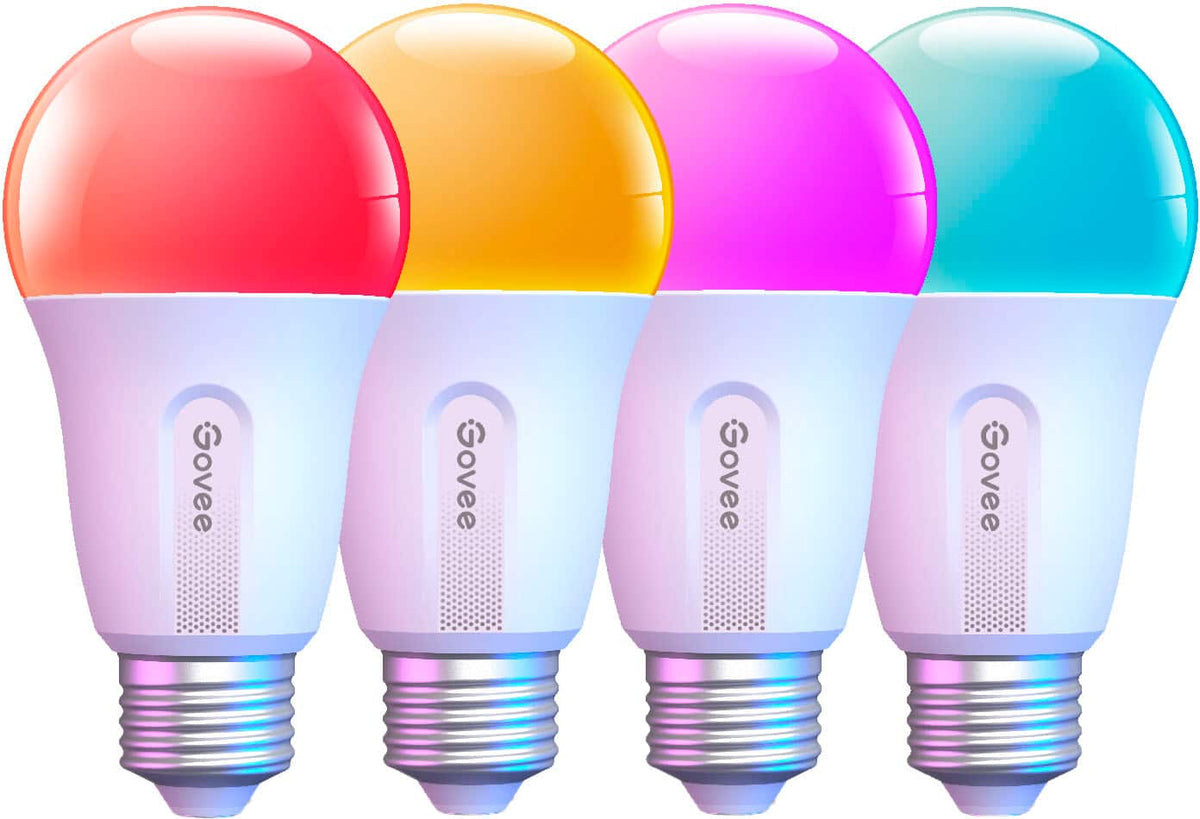 Govee - A19 800 Lumens Smart LED Bulb (4-Pack) - Multi