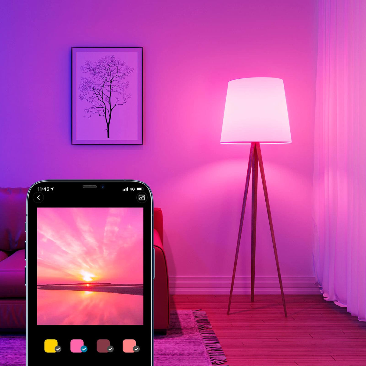 Govee - A19 800 Lumens Smart LED Bulb (4-Pack) - Multi