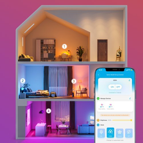 Govee - A19 800 Lumens Smart LED Bulb (4-Pack) - Multi
