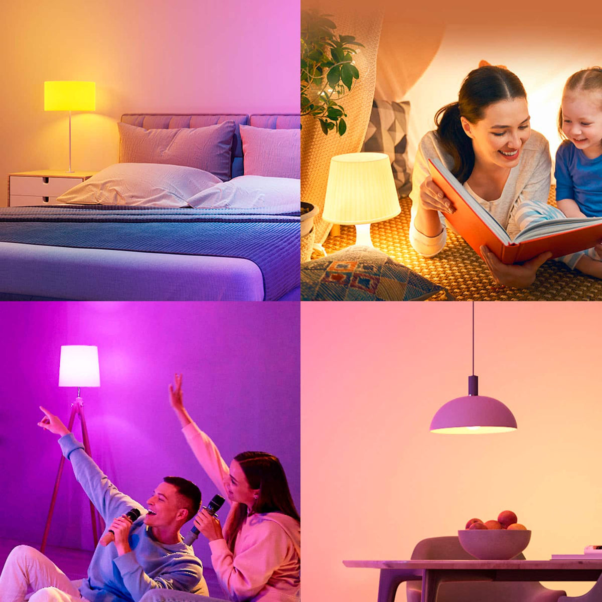 Govee - A19 800 Lumens Smart LED Bulb (4-Pack) - Multi