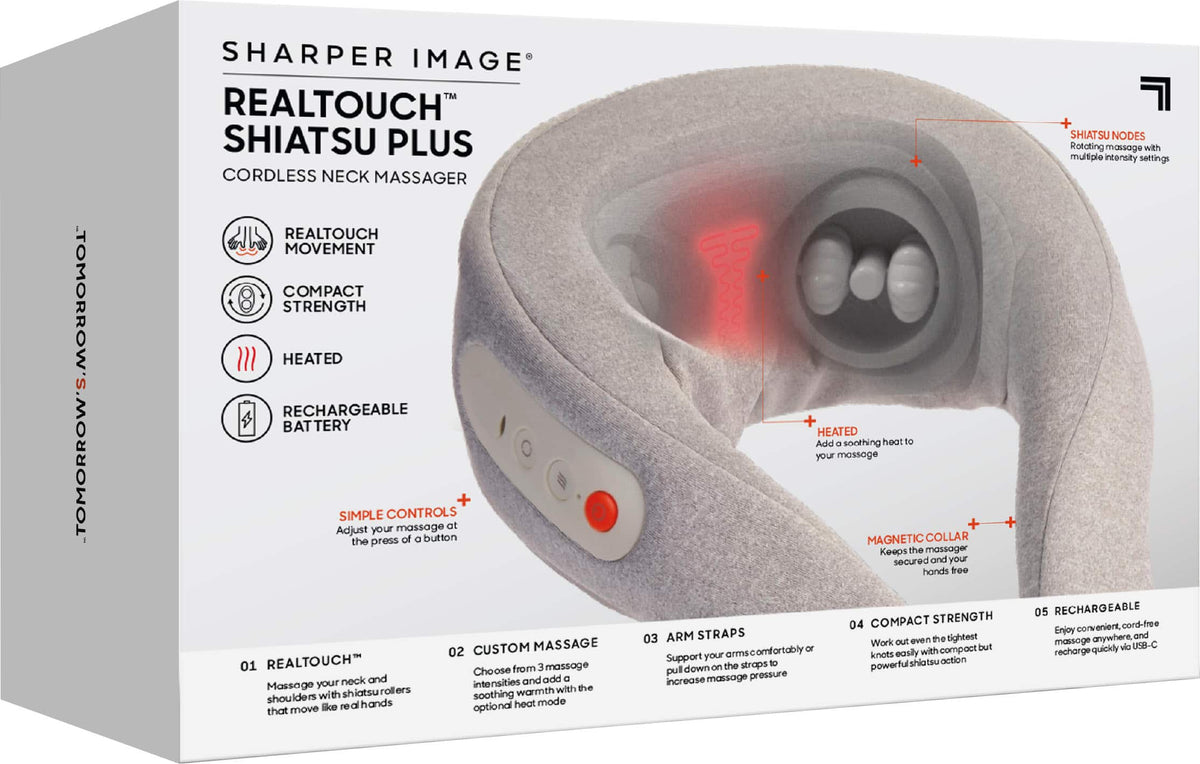 Sharper Image - Realtouch Shiatsu Plus Cordless Neck Massager - Gray