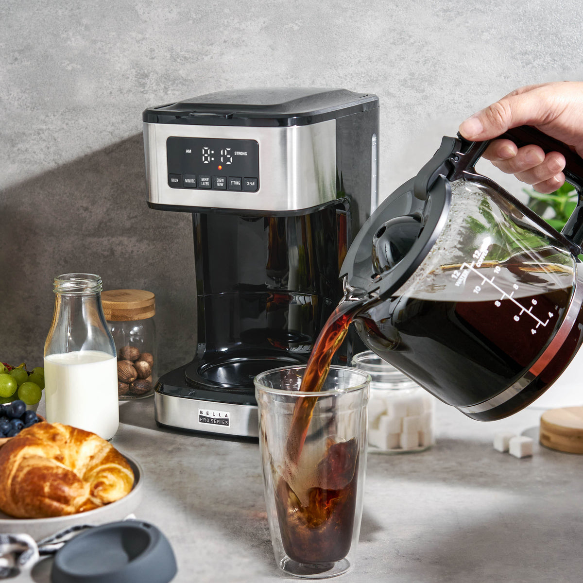 bella PRO - 12-Cup Programmable Coffee Maker - Stainless Steel