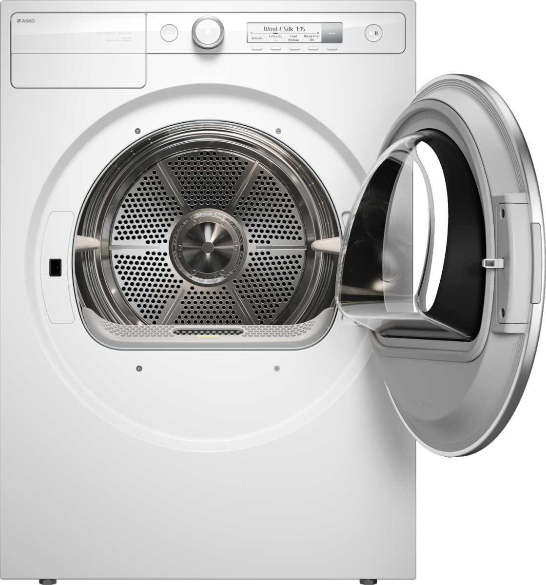 Asko - 4.2 cu. ft. Stackable Electric Vented Dryer - Butterfly Drying System, Soft Drum Technology, 12 Programs – - White