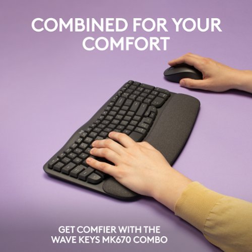 Logitech - Wave Keys MK670 Combo Ergonomic Wireless Membrane Keyboard and Mouse Bundle for PC/Mac with Integrated Palm-rest - Graphite