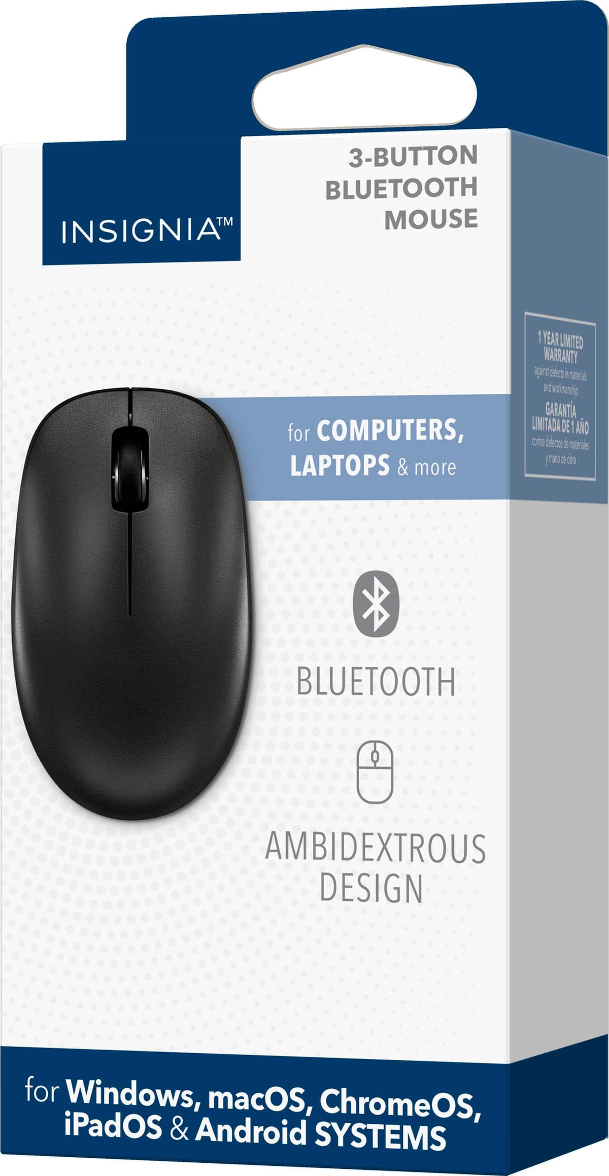 Insignia™ - Bluetooth 3-Button Mouse - Wireless - Black