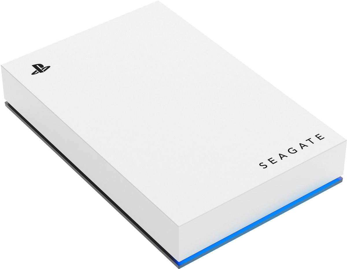 Seagate - Game Drive for PlayStation Consoles 5TB External USB 3.2 Gen 1 Portable Hard Drive with Blue LED Lighting - White