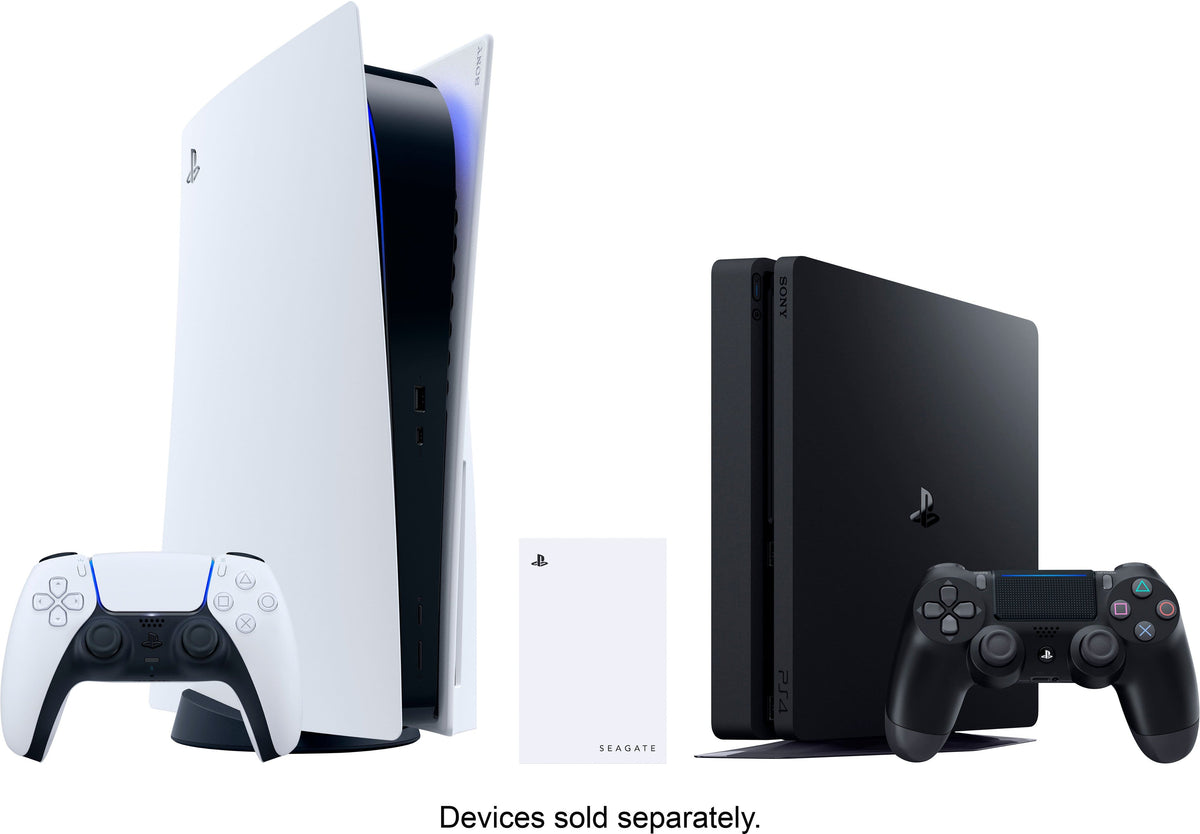 Seagate - Game Drive for PlayStation Consoles 5TB External USB 3.2 Gen 1 Portable Hard Drive with Blue LED Lighting - White