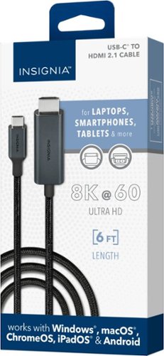 Insignia™ - 6’ 8K Ultra HD USB-C to HDMI 2.1 Braided Cable - Black