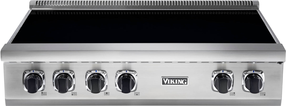 Viking - 36 in. Wide 6 Element Induction Rangetop - Stainless/Black glass
