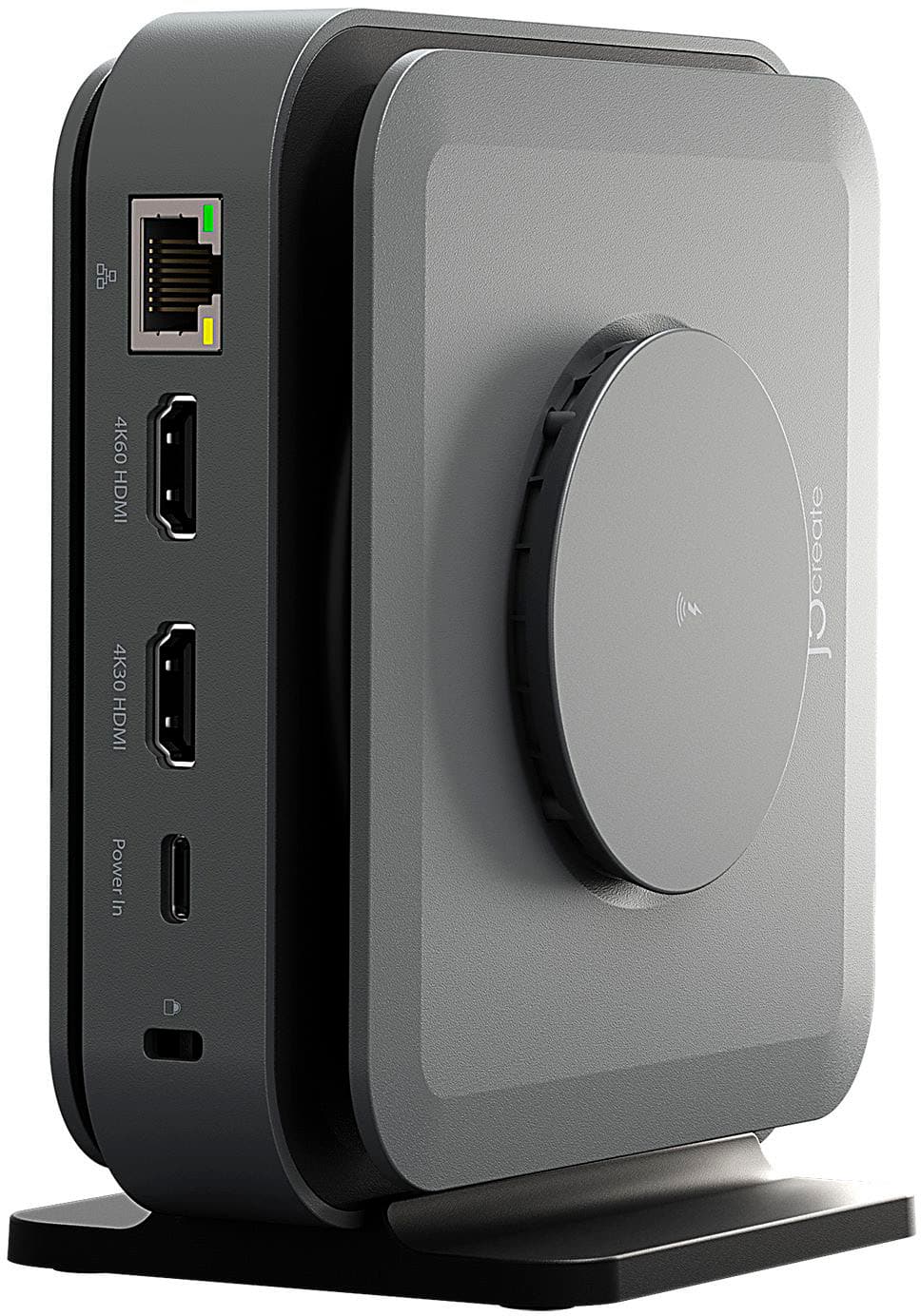 j5create - USB-C Dual 4K HDMI Docking Station with 15W Wireless Charging - Space Gray