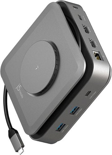 j5create - USB-C Dual 4K HDMI Docking Station with 15W Wireless Charging - Space Gray