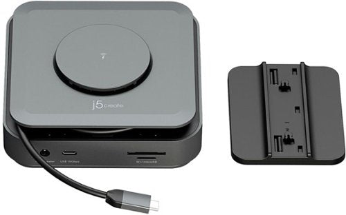 j5create - USB-C Dual 4K HDMI Docking Station with 15W Wireless Charging - Space Gray