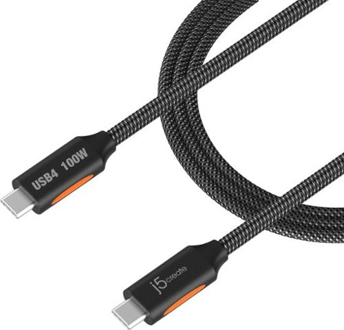 j5create - USB4 40Gbps Full-Featured USB-C Coaxial Cable for Mac, PC and More - Black