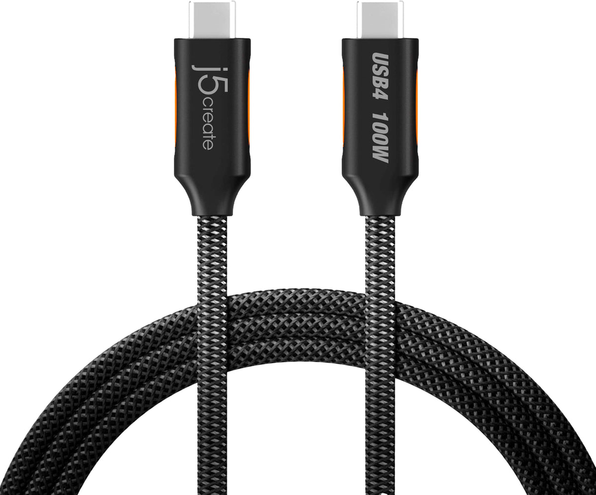 j5create - USB4 40Gbps Full-Featured USB-C Coaxial Cable for Mac, PC and More - Black