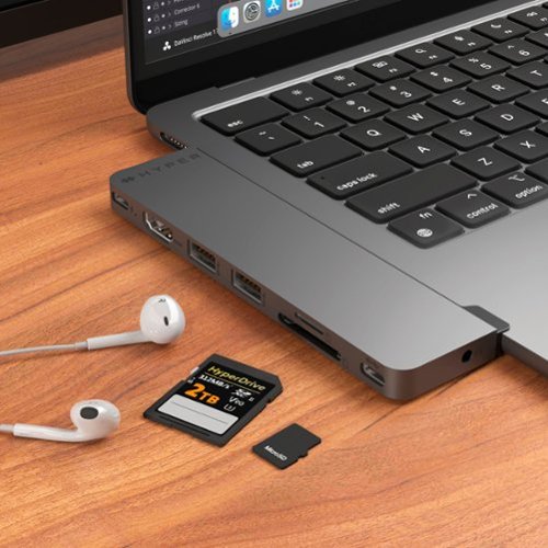 Hyper - HyperDrive Next​ 8 Port USB-C Hub, 4K HDMI, USB4/Thunderbolt 4, 1 USB-C, 2 USB-A, microSD/SD, travel dock for MacBook/PC - Space Gray