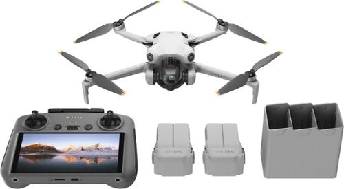 DJI - Geek Squad Certified Refurbished Mini 4 Pro Fly More Combo Plus Drone and RC 2 Remote Control with Built-in Screen - Gray