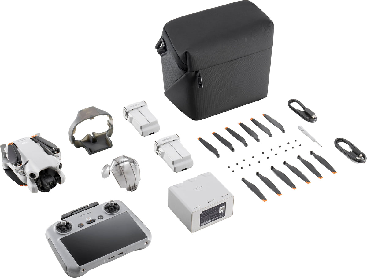 DJI - Geek Squad Certified Refurbished Mini 4 Pro Fly More Combo Plus Drone and RC 2 Remote Control with Built-in Screen - Gray