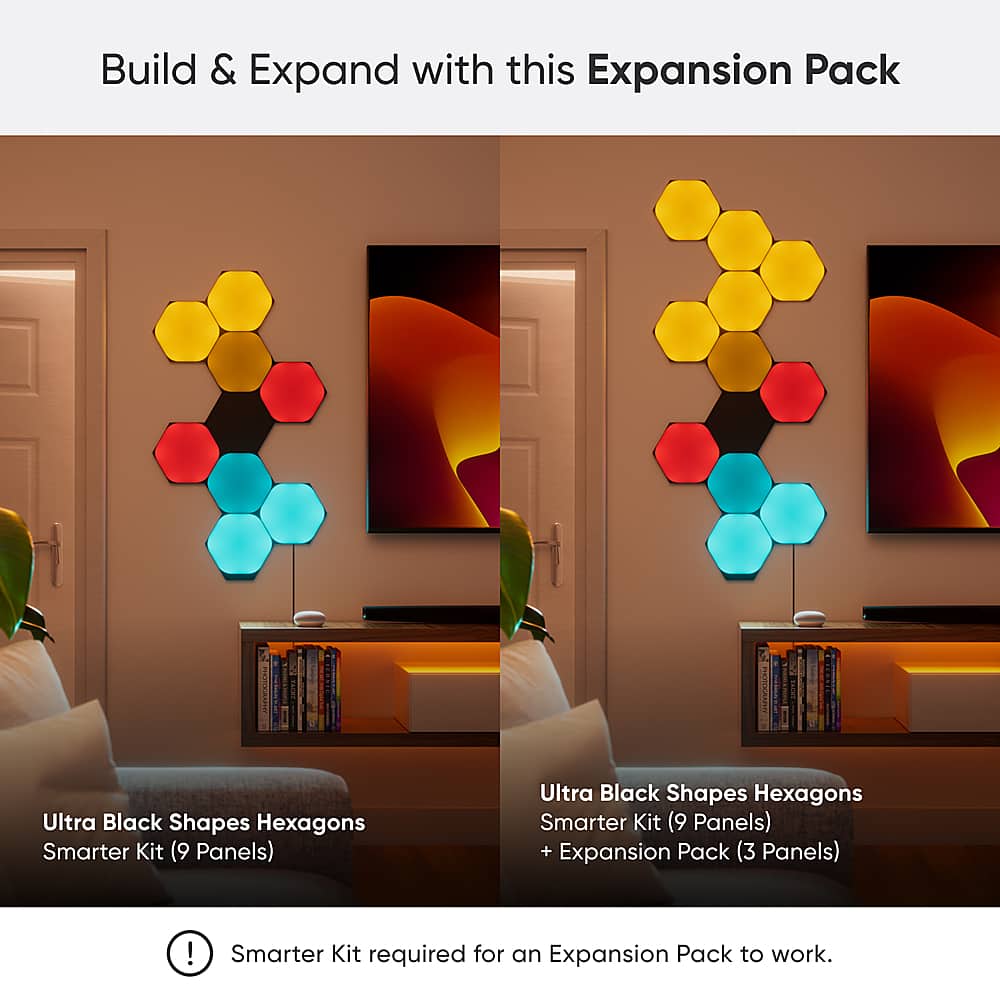 Nanoleaf - Shapes Ultra Black Hexagons Expansion (3 Panels) - Multicolor