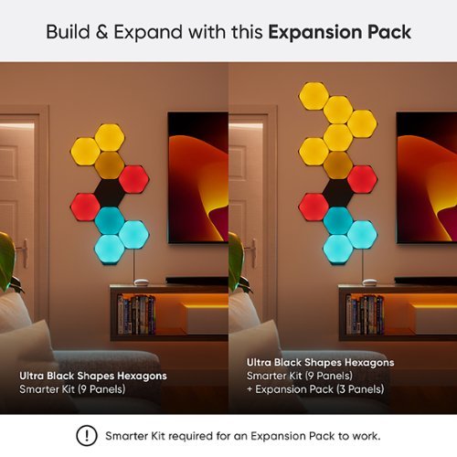 Nanoleaf - Shapes Ultra Black Hexagons Expansion (3 Panels) - Multicolor