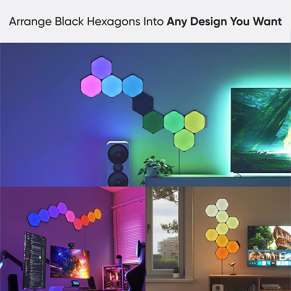 Nanoleaf - Shapes Ultra Black Hexagons Expansion (3 Panels) - Multicolor
