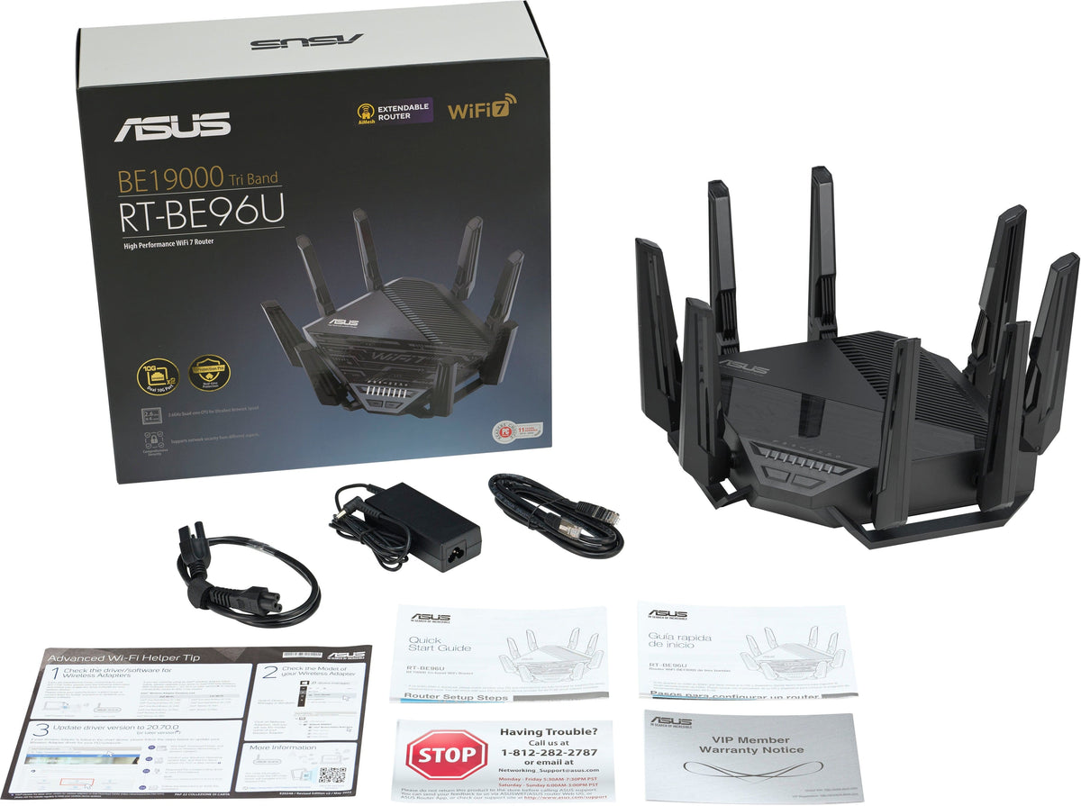 ASUS - RT-BE96U BE19000 Tri-Band Wi-Fi 7 Router - Black