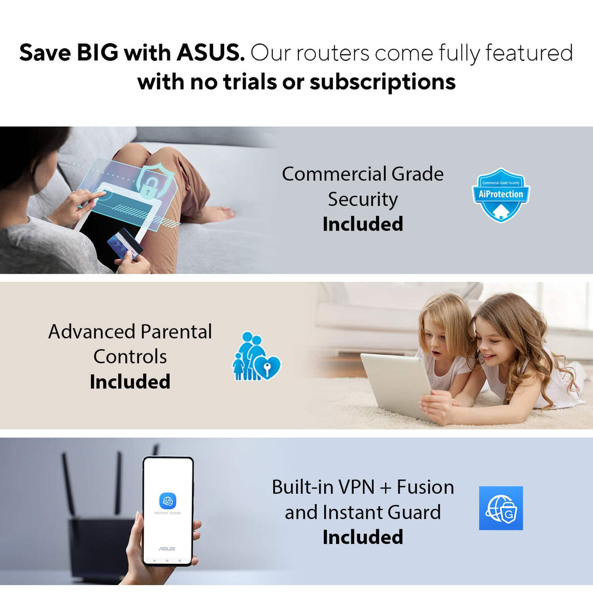 ASUS - RT-BE96U BE19000 Tri-Band Wi-Fi 7 Router - Black
