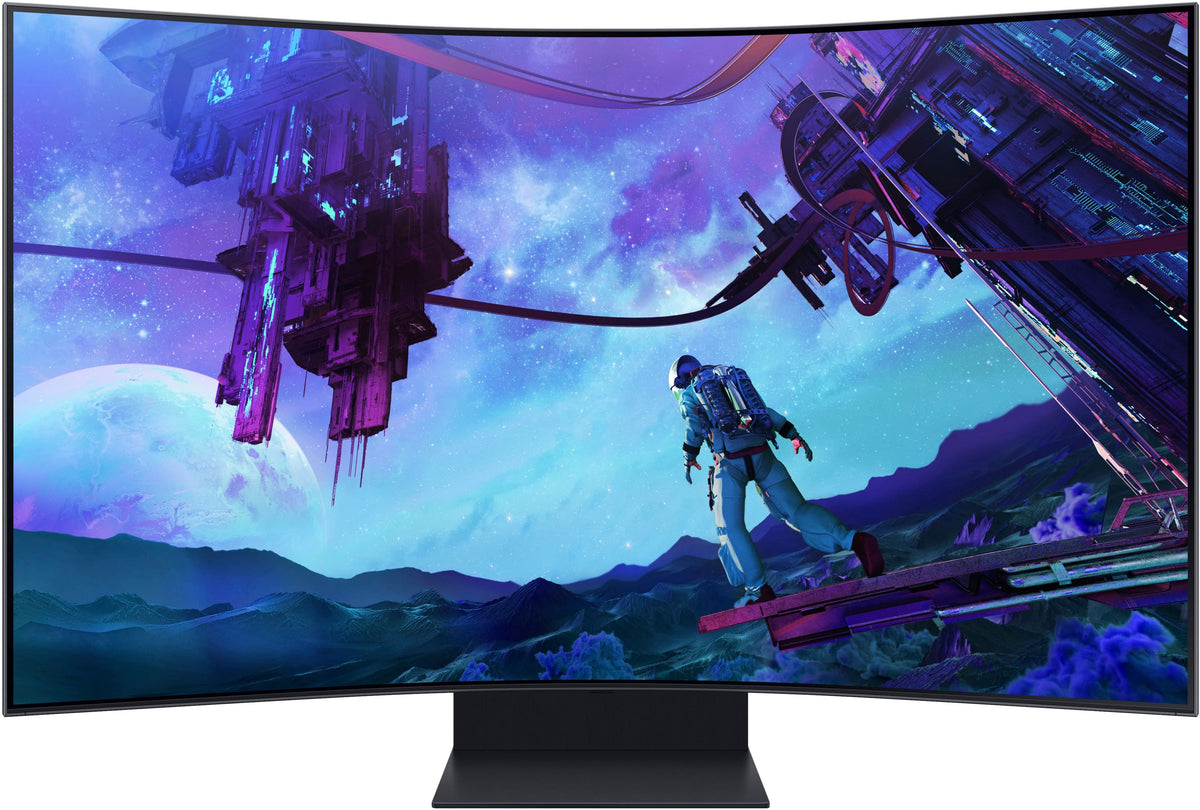 Samsung - 55" Odyssey Ark 2nd Gen. Curved 4K UHD Quantum Mini-LED FreeSync Prem Pro 1ms GTG Gaming Screen - Black