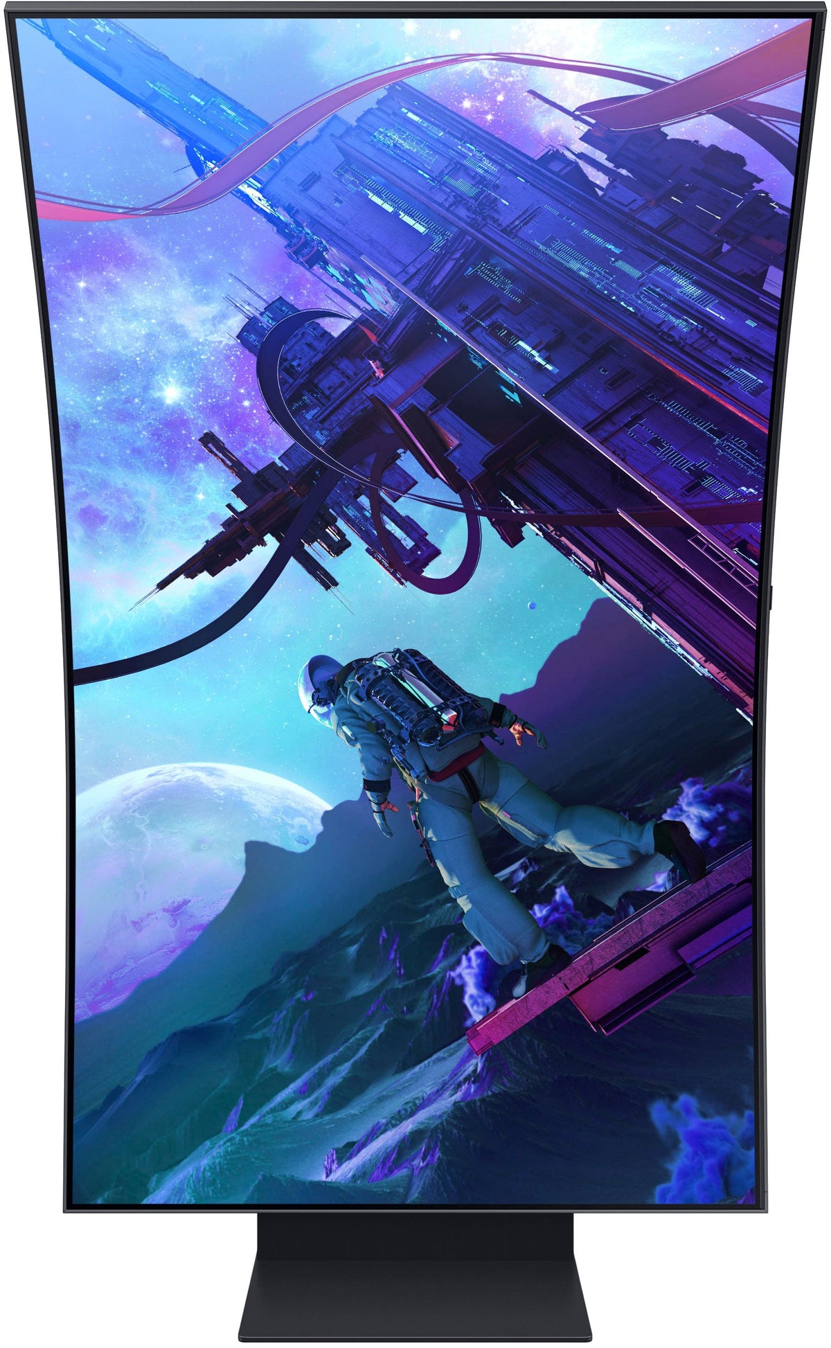 Samsung - 55" Odyssey Ark 2nd Gen. Curved 4K UHD Quantum Mini-LED FreeSync Prem Pro 1ms GTG Gaming Screen - Black