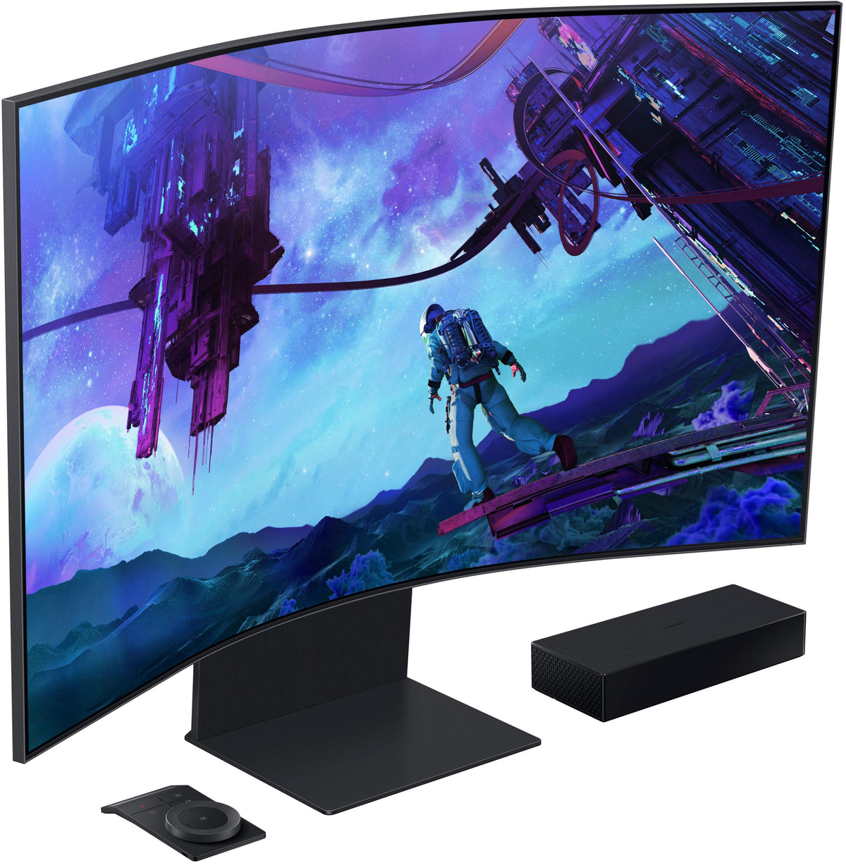 Samsung - 55" Odyssey Ark 2nd Gen. Curved 4K UHD Quantum Mini-LED FreeSync Prem Pro 1ms GTG Gaming Screen - Black