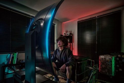 Samsung - 55" Odyssey Ark 2nd Gen. Curved 4K UHD Quantum Mini-LED FreeSync Prem Pro 1ms GTG Gaming Screen - Black